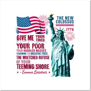 Statue of liberty, The new colossus poem, by Emma Lazarus USA flag tee 2 Posters and Art